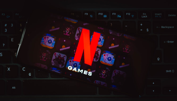 In this photo illustration, the Netflix Games logo seen